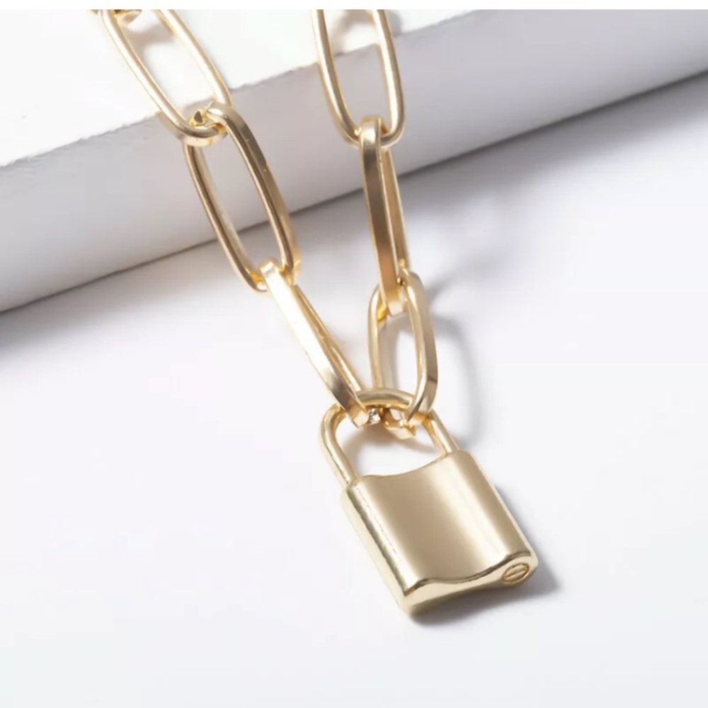Lock Pendant Necklace - Padlock Charm - Picture 7 of 11